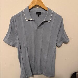 Light Blue Polo Shirt with White Trim Collar